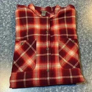 Eddie Bauer Women's Rust/Peach Long Sleeve Checkered Flannel Collar Shirt XSmall